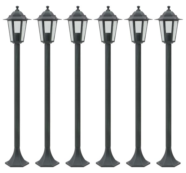 Lampy ogrodowe, 110 cm, E27, aluminium, ciemnozielone, 6 szt