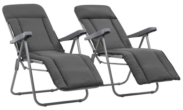 Składane krzesła ogrodowe z poduszkami, 2 szt., szare