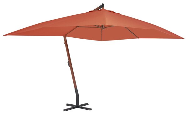 Wiszący parasol z drewnianym słupkiem, 400 x 300 cm, terakotowy
