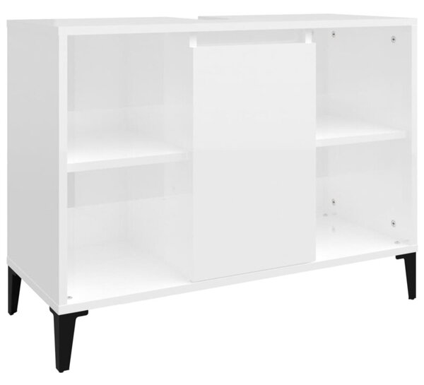 Szafka pod umywalkę, biała, wysoki połysk, 80x33x60 cm