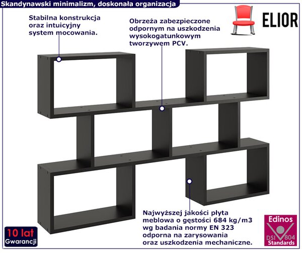Czarna minimalistyczna półka wisząca Z2-R39