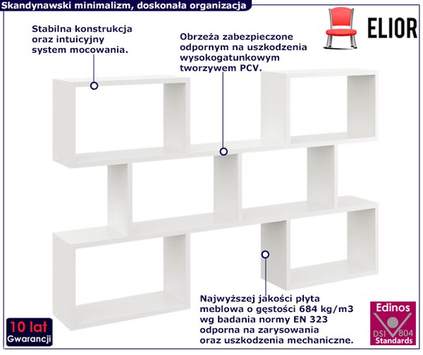 Biała minimalistyczna półka na książki N7-K19