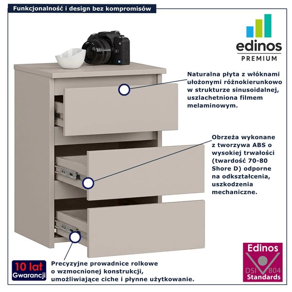 Kaszmirowa komoda z 3 szufladami E4-B45