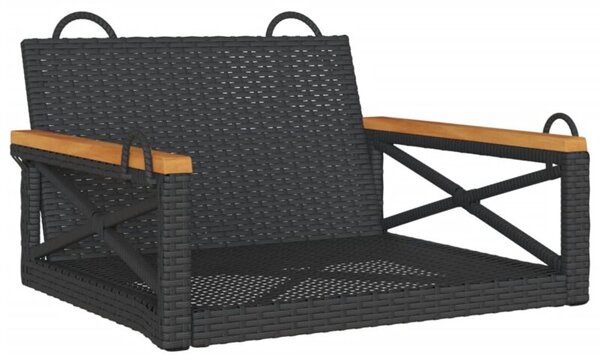 Ławka bujana, czarna, 63x62x40 cm, polirattan