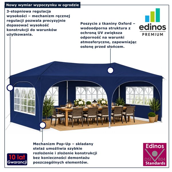 Niebieski elegancki namiot imprezowy do ogrodu R3-T58