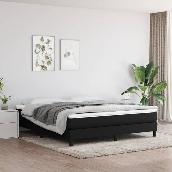 Łóżko kontynentalne, czarne, tapicerowane tkaniną, 160x200 cm