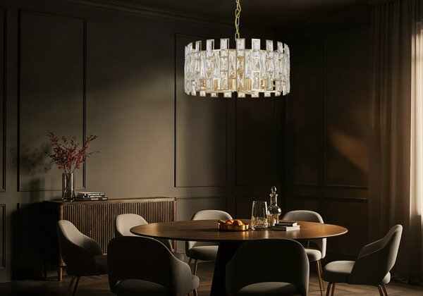 ŻYRANDOL LAMPA WISZĄCA KRYSZTAŁOWA ZŁOTA FIORINA D50