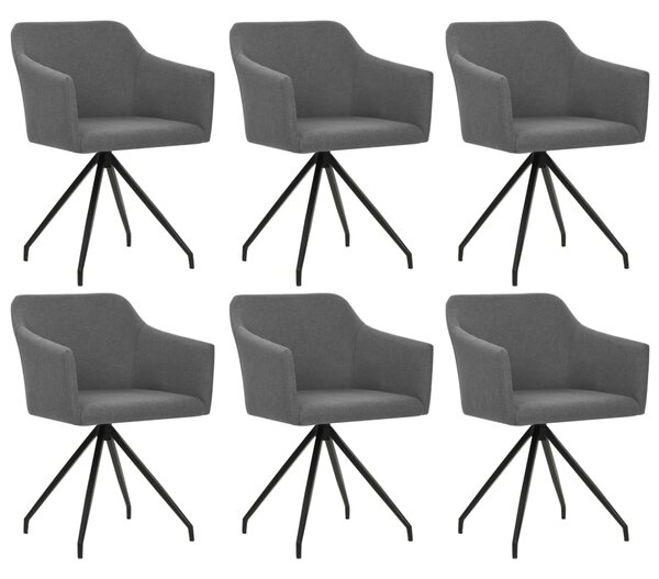 Obrotowe krzesła stołowe, 6 szt., jasnoszare, obite tkaniną