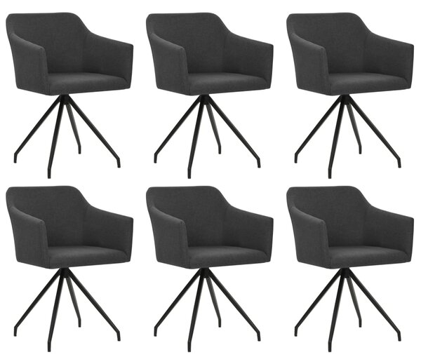 Obrotowe krzesła stołowe, 6 szt., ciemnoszare, tkanina