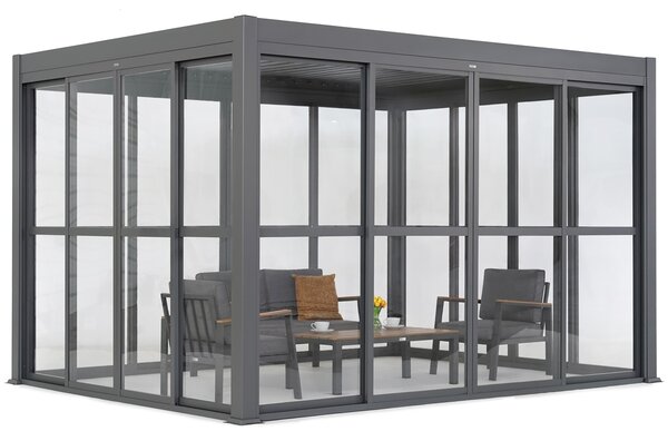 Pergola tarasowa wolnostojąca Lagos 3x4 z drzwiami na cztery boki Garden Point antracyt