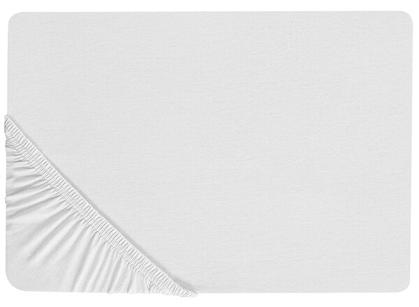 Prześcieradło z gumką 90 x 200 cm bawełna jednolity wzór białe Hofuf Beliani