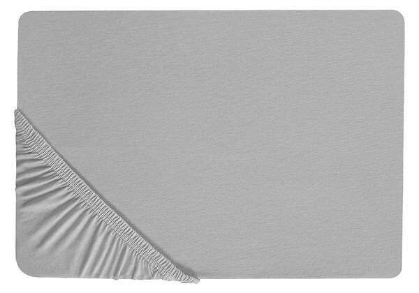Prześcieradło z gumką 90 x 200 cm bawełna jednolity wzór szare Hofuf Beliani