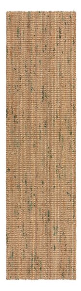 Zielono-naturalny dwustronny chodnik z juty tkany ręcznie 60x230 cm Jute Boucle Green – Flair Rugs