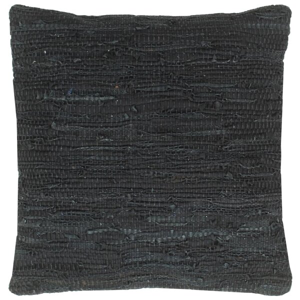 Poduszka Chindi, czarna, 60x60 cm, skóra i bawełna