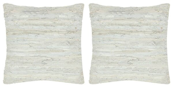 Poduszki Chindi, 2 szt, jasnoszare, 45x45 cm, skóra i bawełna