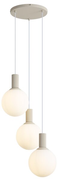 Skandynawska lampa wisząca beżowa z opalowym szkłem 3-punktowa - Polly
