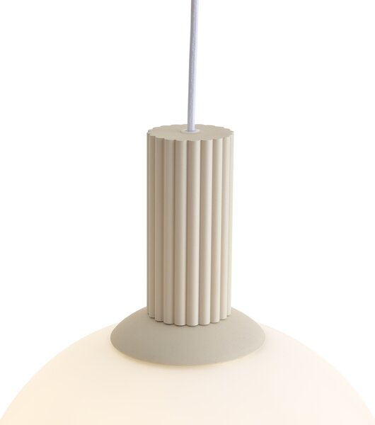 Skandynawska lampa wisząca beżowa z opalowym szkłem 3-punktowa - Polly