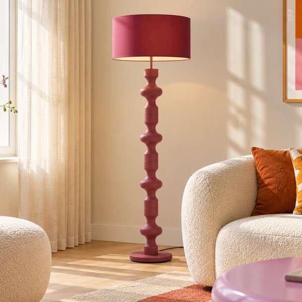 Lampa podłogowa retro śliwkowa z abażurem z tkaniny 160 cm - Captain