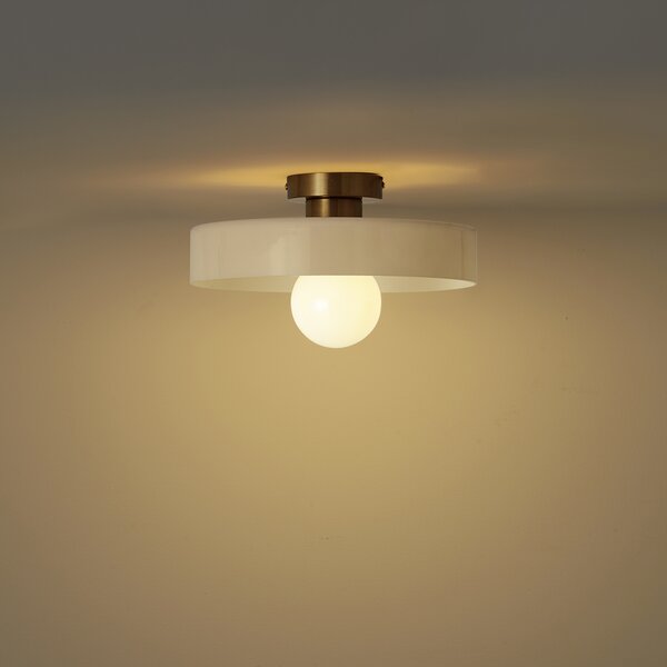 Lampa sufitowa w stylu retro brązowa z beżowym szkłem - Jina