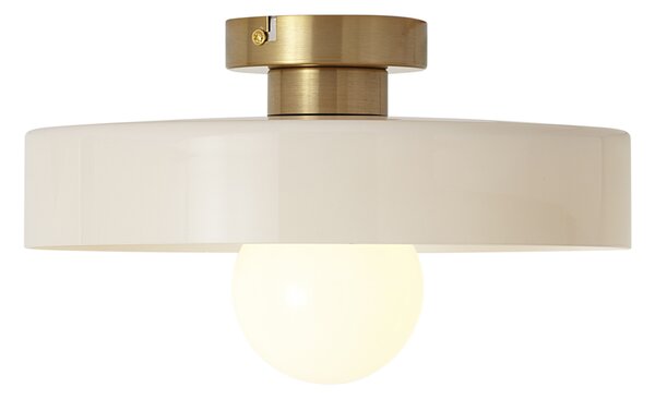 Lampa sufitowa w stylu retro brązowa z beżowym szkłem - Jina