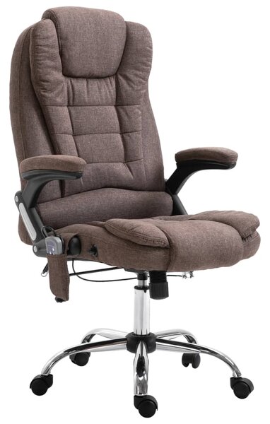 Krzesło biurowe z masażem, brązowe, poliester