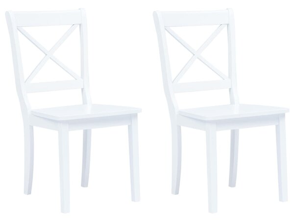 Krzesła jadalniane, 2 szt., białe, lite drewno kauczukowca