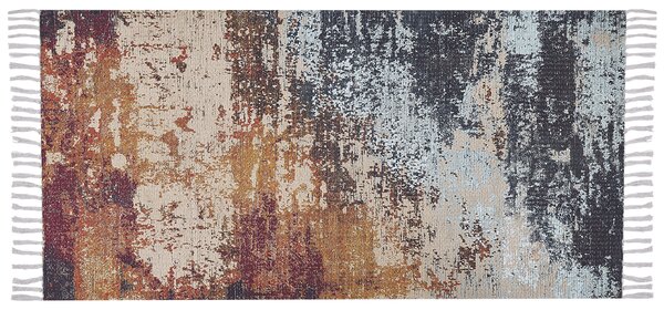 Dywan nowoczesny z frędzlami wzór abstrakcyjny 80x150 cm wielokolorowy Germencik Beliani