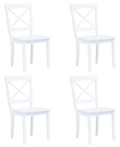 Krzesła jadalniane, 4 szt., białe, lite drewno kauczukowca