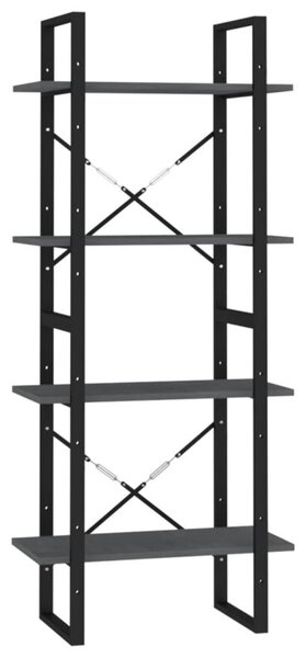 Regał na książki, 4 półki, szary, 60x30x140 cm, drewno sosnowe