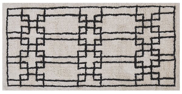 Dywan skandynawski beżowy bawełniany tuftowany geometryczny 80 x 150 cm Turhal Beliani