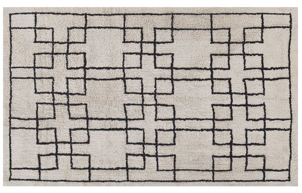 Dywan skandynawski beżowy bawełniany tuftowany geometryczny 140 x 200 cm Turhal Beliani