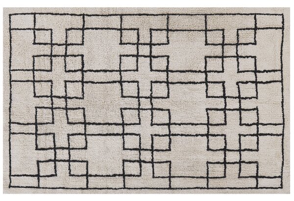 Dywan skandynawski beżowy bawełniany tuftowany geometryczny 160 x 230 cm Turhal Beliani