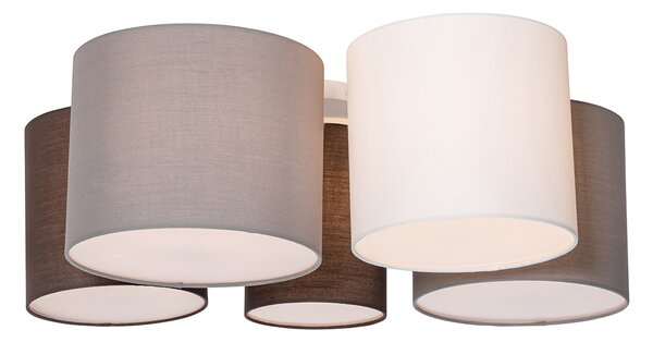 Lampa sufitowa biało szaro-brązowa 5-punktowa - Multidrum Oswietlenie wewnetrzne