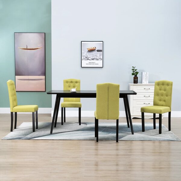 Krzesła do jadalni, 4 szt., zielone, tapicerowane tkaniną