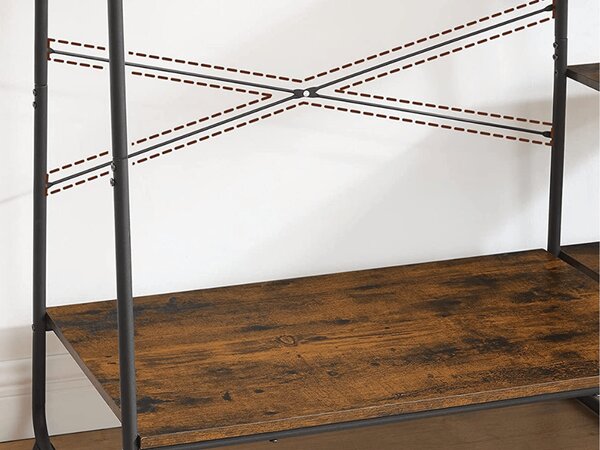 Wieszak na ubrania z półkami TAYLOR 160x120 cm, rustykalny brązowy