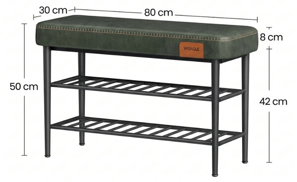 Ławka z szafką na buty EKHO 80x30 cm, zielona