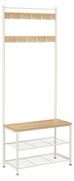 Ściana do przedpokoju TIMI z szafką na buty 170x75 cm, dąb/biały