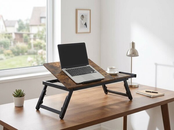 Stolik pod laptop VAREXO, rustykalny brąz/czarny