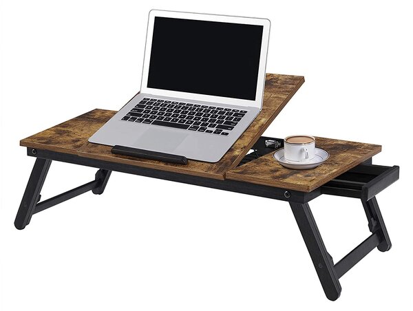 Stolik pod laptop VAREXO, rustykalny brąz/czarny