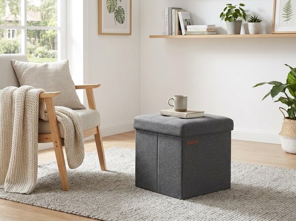 Składany taboret z przestrzenią do przechowywania COZY CUBE 30x30 cm, ciemnoszary