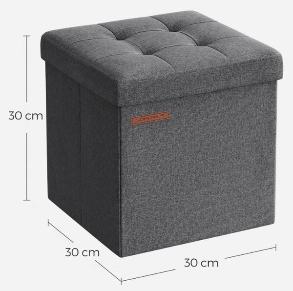 Składany taboret z przestrzenią do przechowywania COZY CUBE 30x30 cm, ciemnoszary
