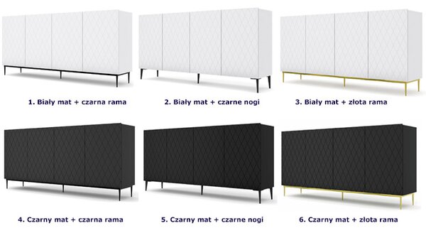 Komoda biały mat + czarne nogi W2-C14
