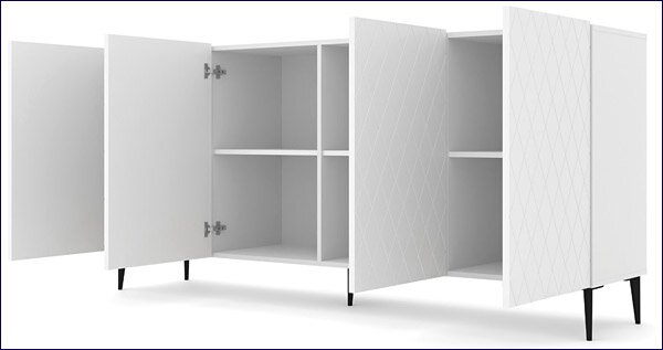 Komoda biały mat + czarne nogi W2-C14