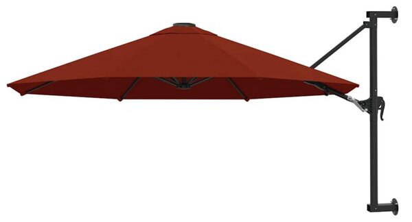 Parasol ścienny na metalowym słupku, 300 cm, kolor terakota