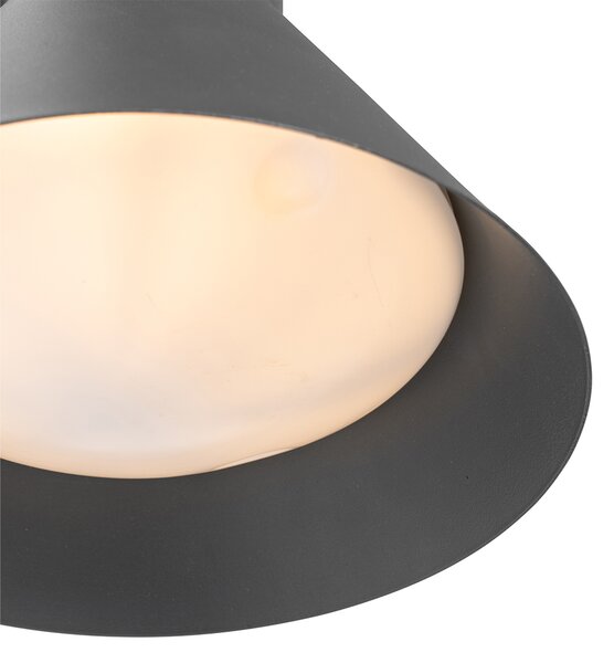 Industrialna lampa ścienna zewnętrzna ciemnoszara stożek IP44 - Natas