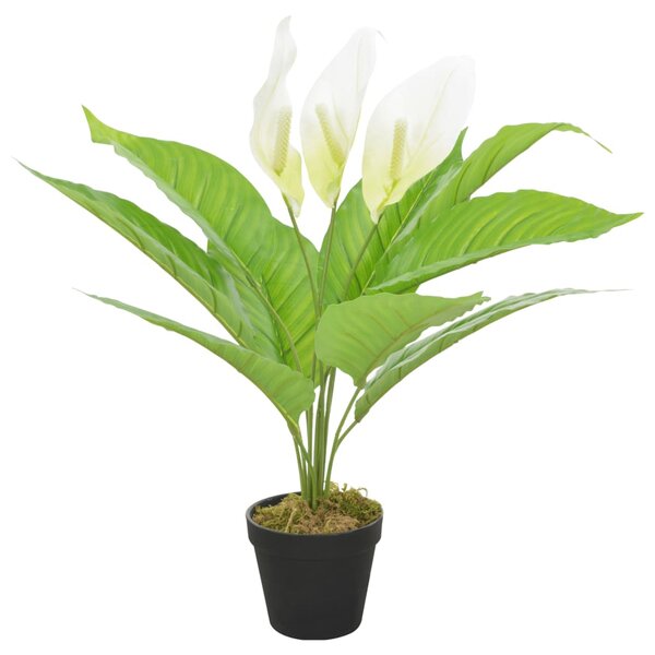 Sztuczna roślina anturium z doniczką, biały, 55 cm