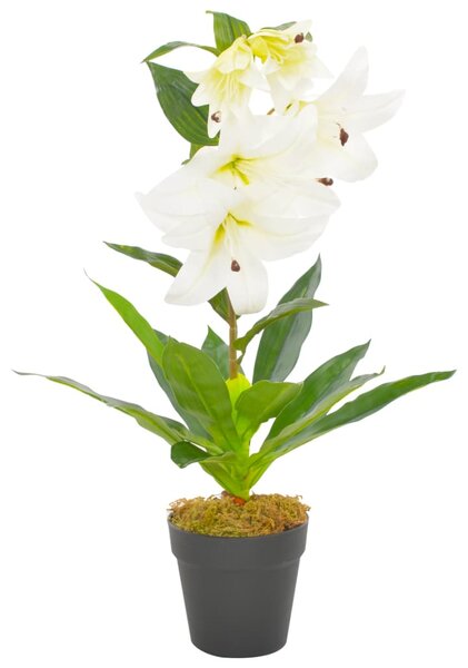 Sztuczna lilia z doniczką, biały, 65 cm