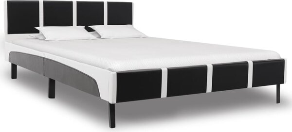 Rama łóżka, czarno-biała, sztuczna skóra, 140 x 200 cm
