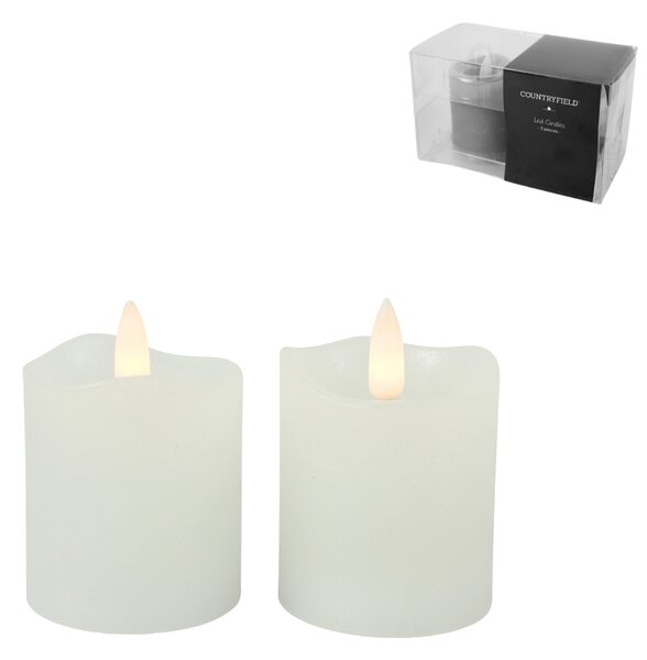 LED świeca słupkowa LYON 8 cm biała, zestaw 2 szt