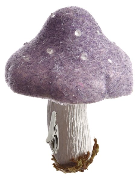 Jesienna dekoracja z klipsem GRZYB 13,5 cm, fioletowa